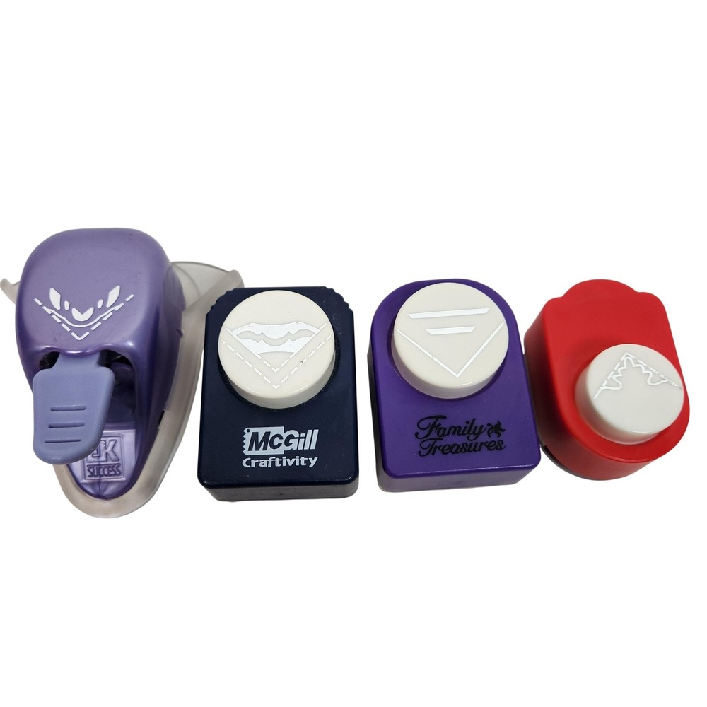 EK Success McGill Family Treasures Craft Punch Lot 4 1-1.75 In Shapes Purple Red